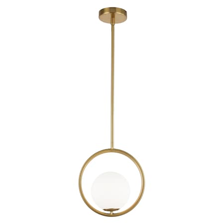 Dainolite 1Lt Halogen Pendant Ab Finish W/ White Glass ADR-101P-AGB